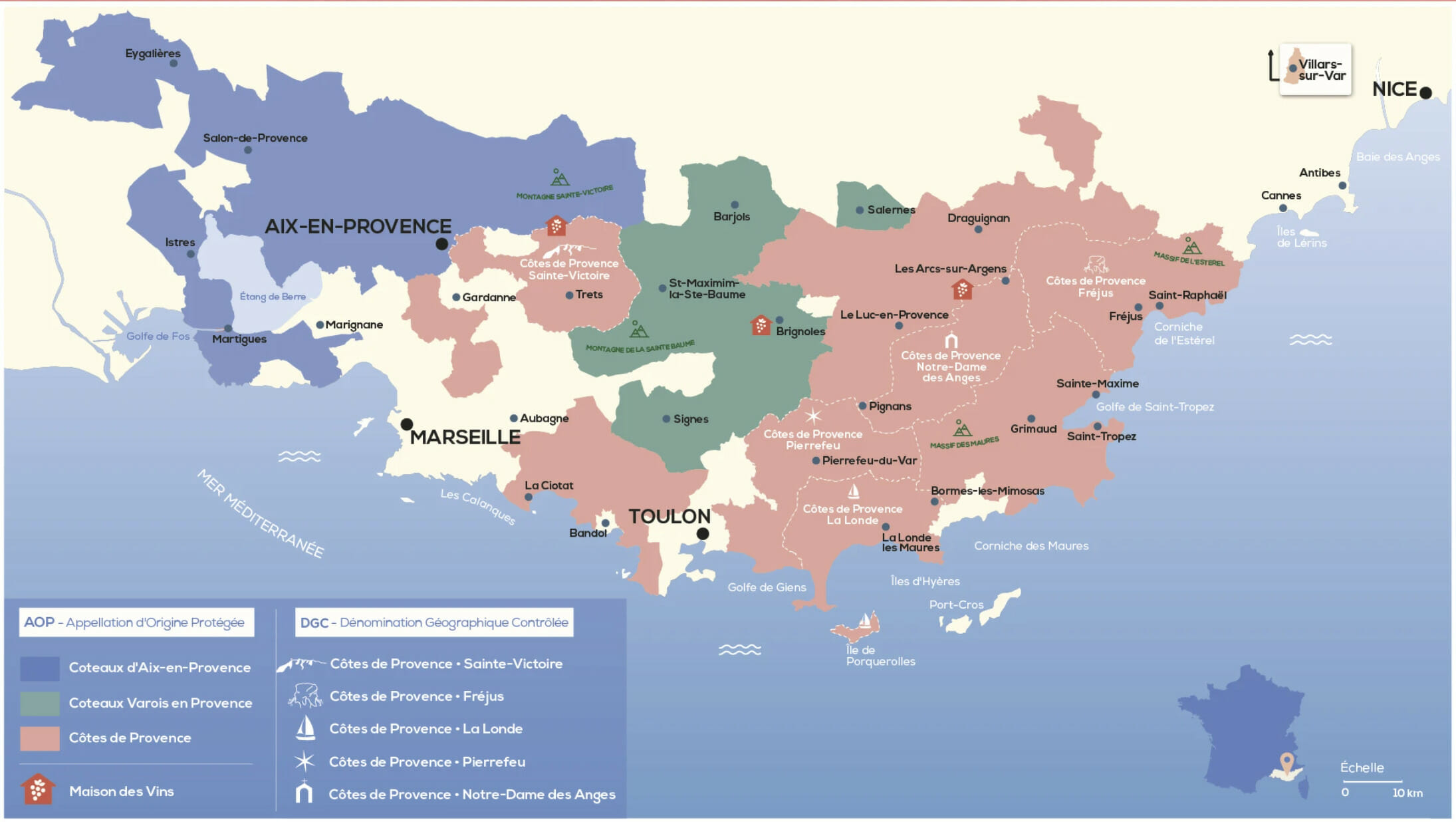 Vin'Actu Septembre : carte des appellations de Provence