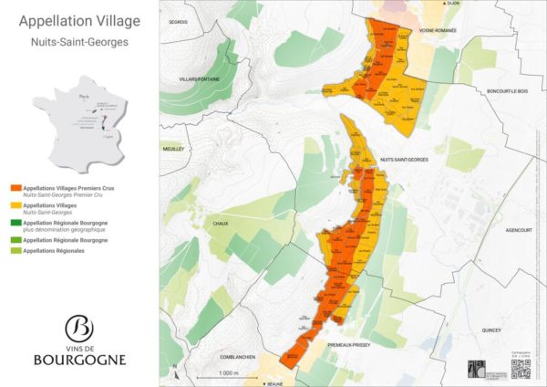 Carte de l'appellation Nuits-Saint-Georges