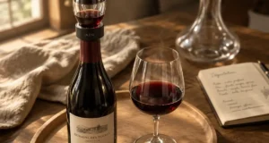Aérateur vin ADV sur bouteille de vin, verre et vapeur