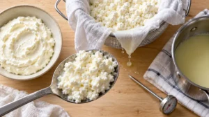 Comment faire son fromage frais maison avec du lait entier : fromage frais égoutté 1 heure