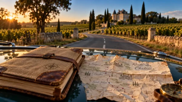 Itinéraire route des châteaux du Médoc sur la D2, Bordeaux à Saint-Estèphe