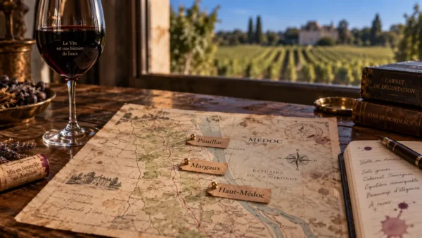 Liste des châteaux du médoc, route des appellations du Médoc sur une carte